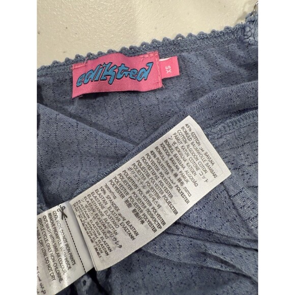 Edikted Crop Tank Top Women XS Cotton Stretch Y2K Babydoll Coquette Romantic - Picture 4 of 6